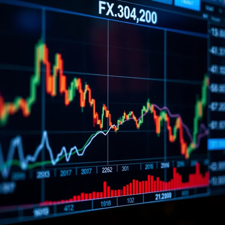 Graph showing currency exchange rate fluctuations over time