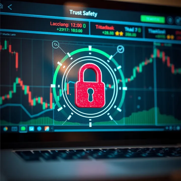 Secure digital interface showing encryption locked symbol representing online trading safety