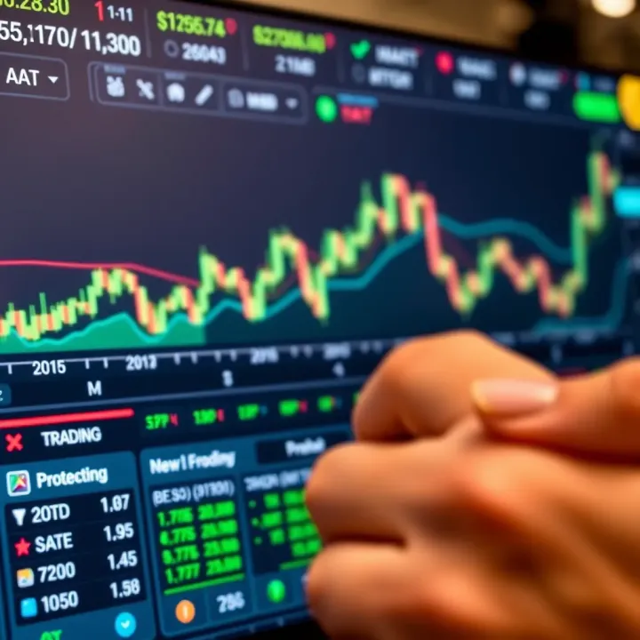 User interface of the IQ Trading app displaying market charts and trading options