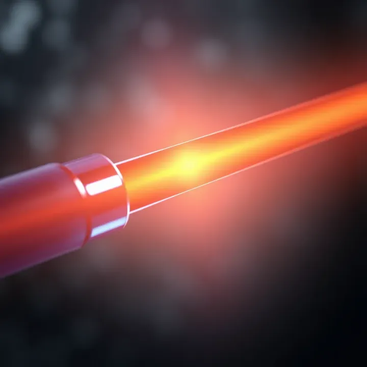 Light Transmission through Optical Fibre via Total Internal Reflection Diagram illustrating light propagation within an optical fibre using total internal reflection