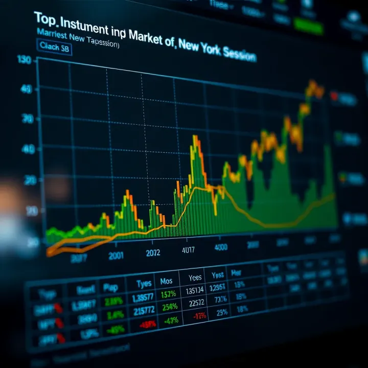 Top Traded Instruments and Market Traits of the New York Session Graph illustrating the most traded financial instruments during the New York session alongside key market traits