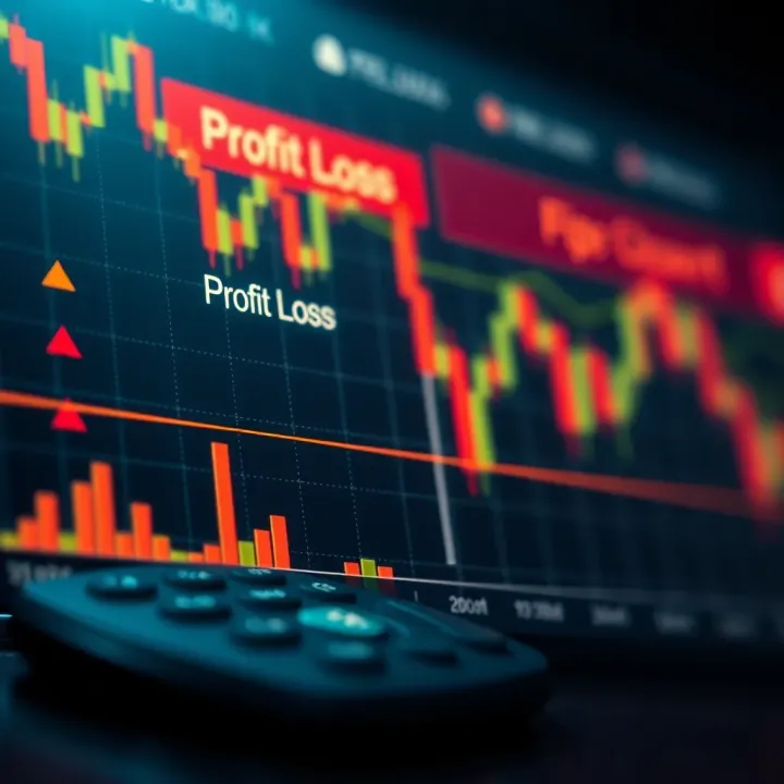 Visualization of Profit, Loss, and Risk Management in Forex Trading Graphical representation of profit and loss in forex trading with highlighted risk management elements