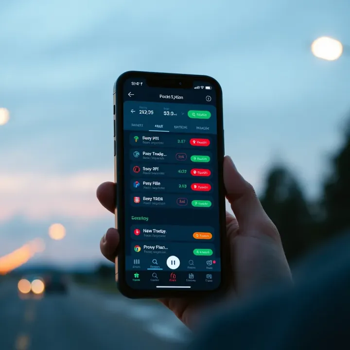 Mobile device displaying the Pocket Option app with easy navigation and trading options
