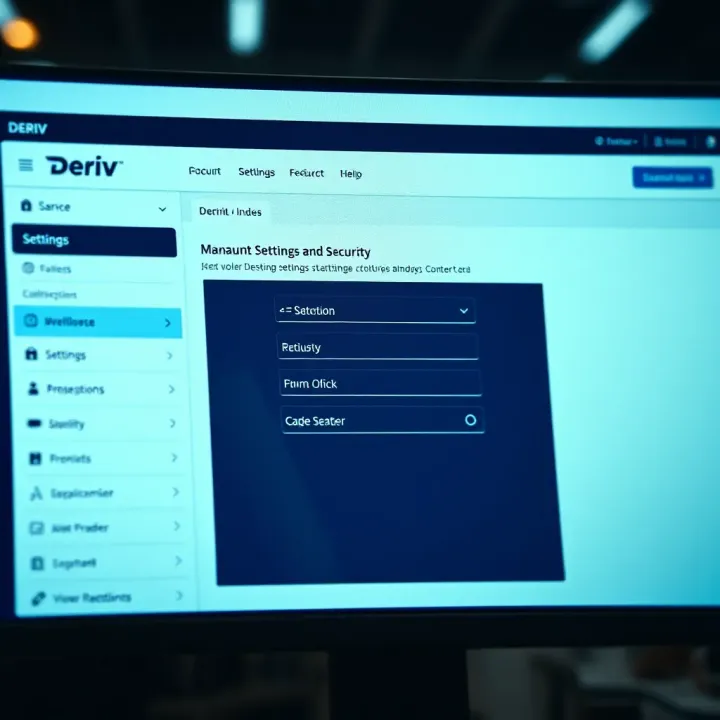 Interface displaying account settings and security features within the Deriv members area