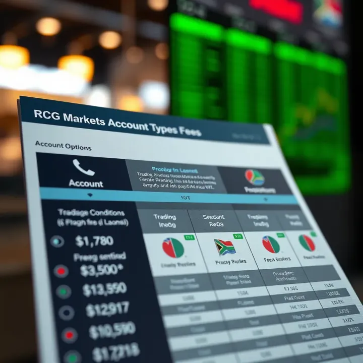 Illustration of account options with icons representing different trading conditions and fee structures