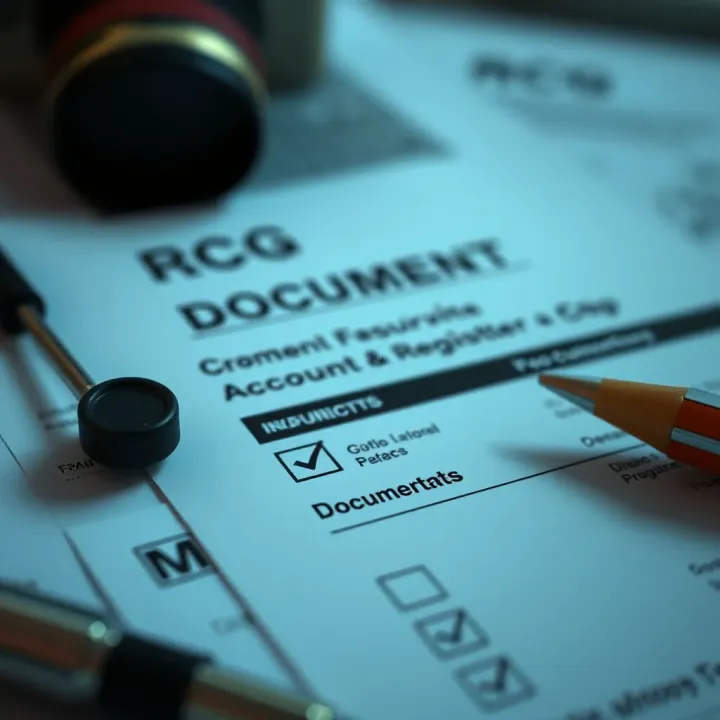 Document checklist including identification and compliance papers required for RCG Markets account setup