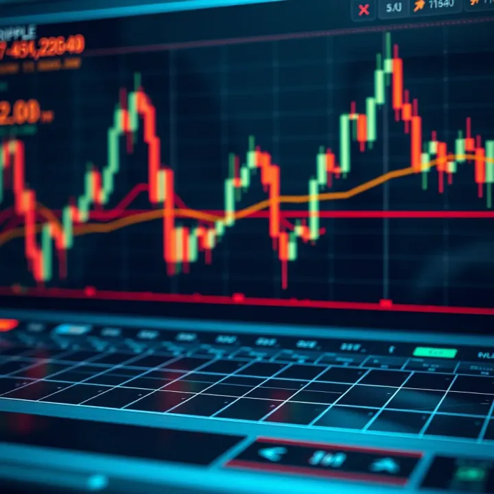 Graph illustrating Ripple price fluctuations with market trend lines and technical analysis indicators