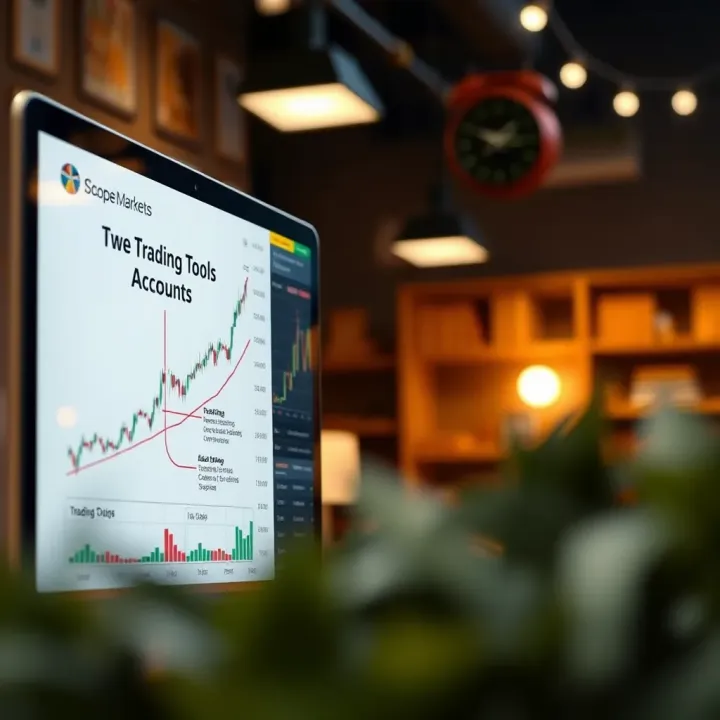 Diagram illustrating trading tools and account options available on Scope Markets for South African traders