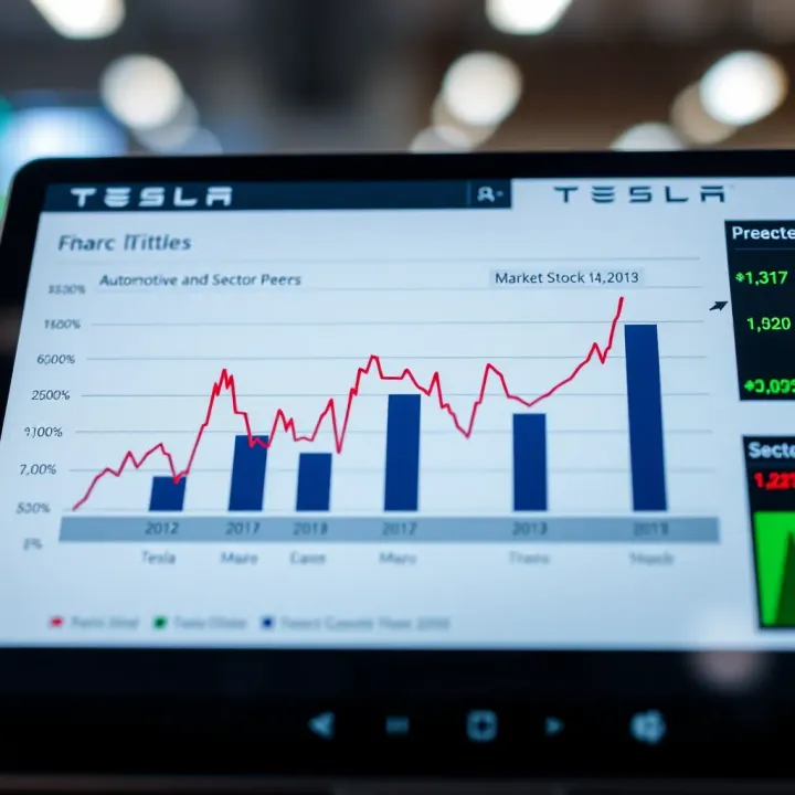 Comparison chart illustrating Tesla's financial performance against automotive and technology sector peers