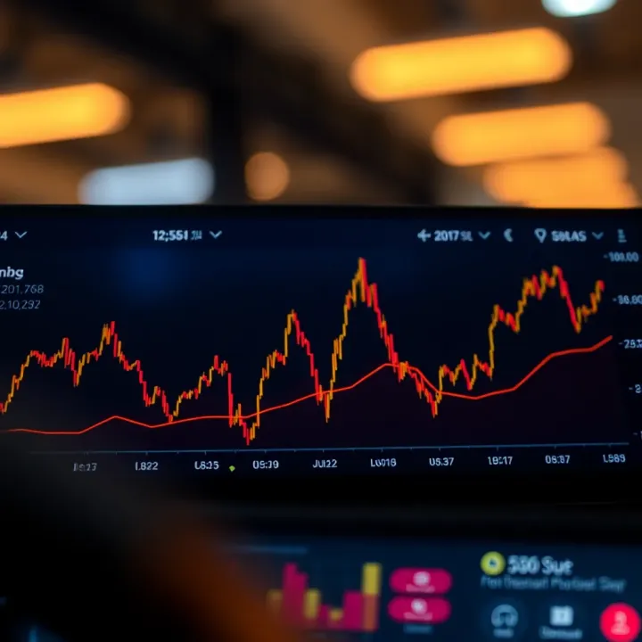 Graph showing Tesla stock price trends with market fluctuations