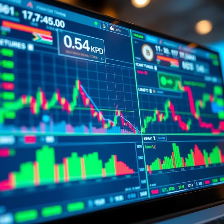 Digital interface showing cryptocurrency trading charts and data analytics