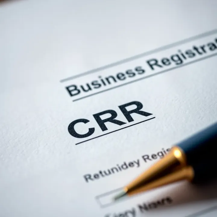 Close-up view of a South African business registration document showing the CR number prominently