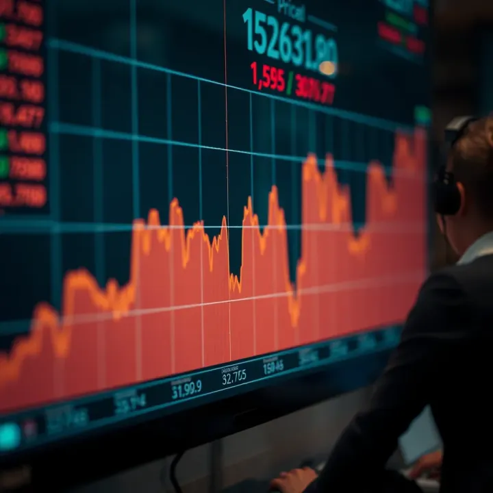 Graph illustrating price fluctuations and trading activity in the deriv market