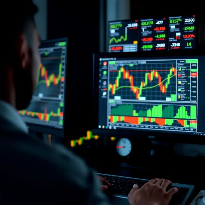 Deriv Trading View platform displaying various financial charts and technical indicators on screen