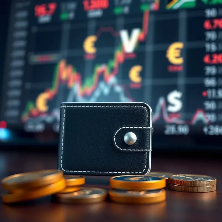 Illustration of digital wallet and currency symbols representing withdrawal options in South Africa