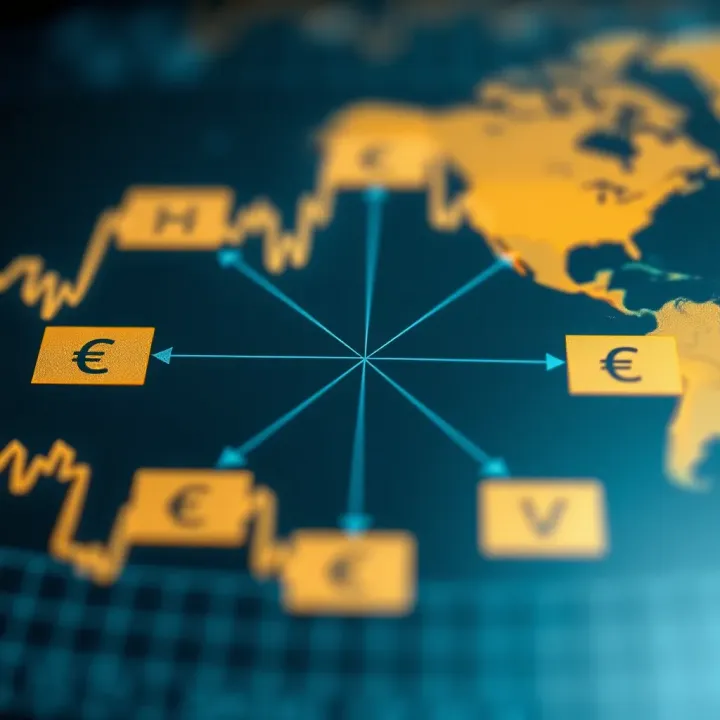 Diagram illustrating key currency pairs and their interactions in the global forex market