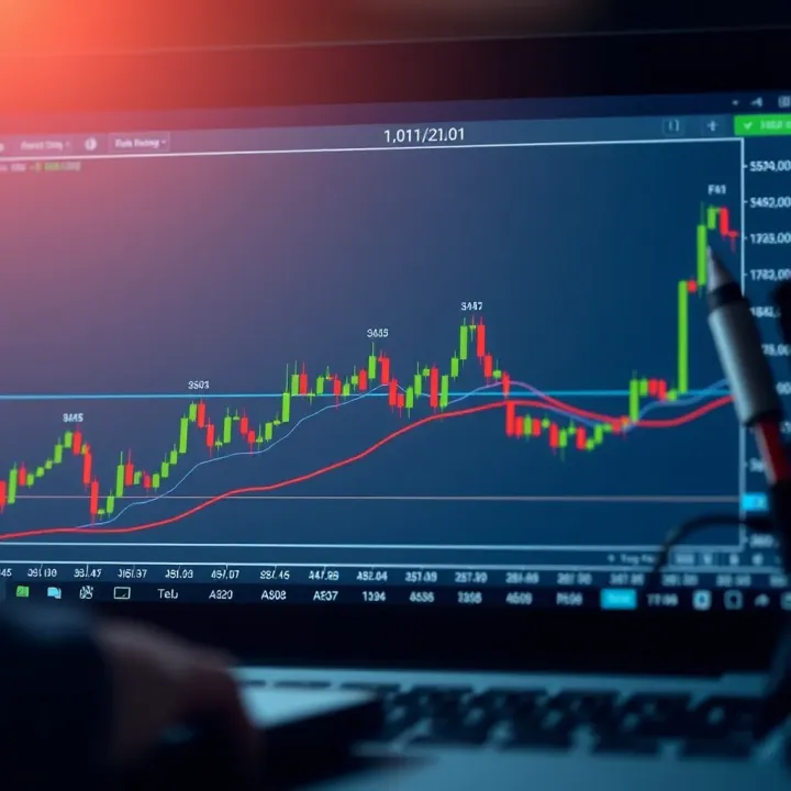 Diagram showing common Forex trading patterns on a candlestick chart