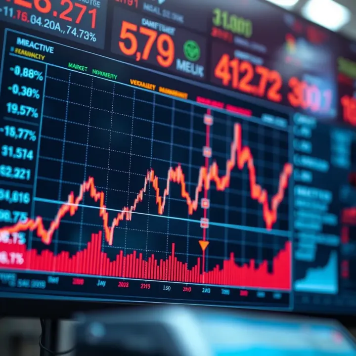 Graph illustrating sharp price changes in stock and currency markets to represent market volatility