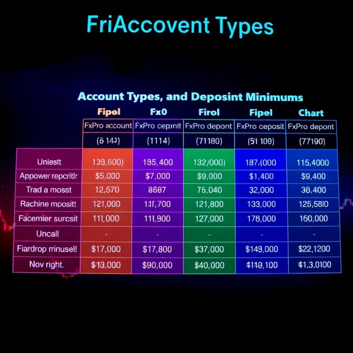 Chart showing different FxPro account types and their minimum deposit requirements