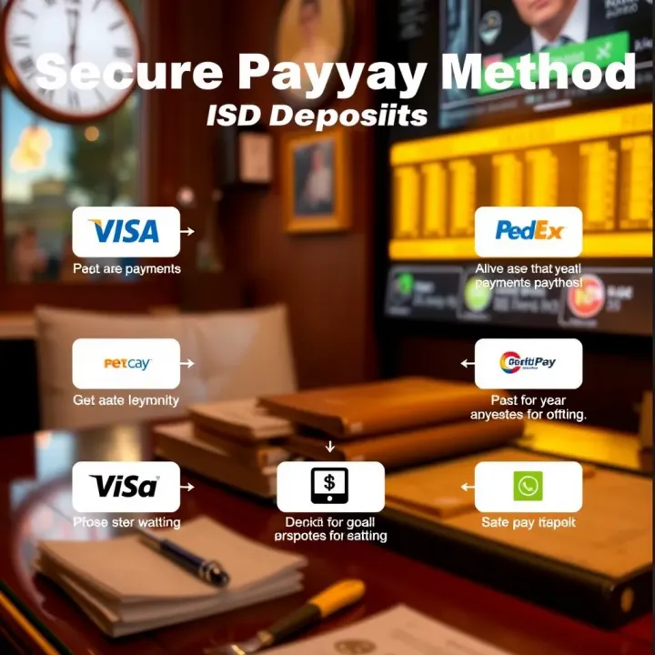 Graphic showing various secure payment methods accepted by Deriv for USD deposits