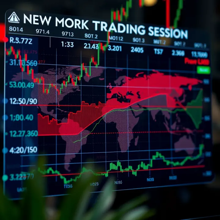 Chart displaying the active hours and overlapping periods of the New York trading session with other global markets