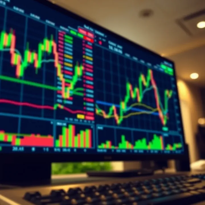 Illustration showing forex trading platform with charts and financial data