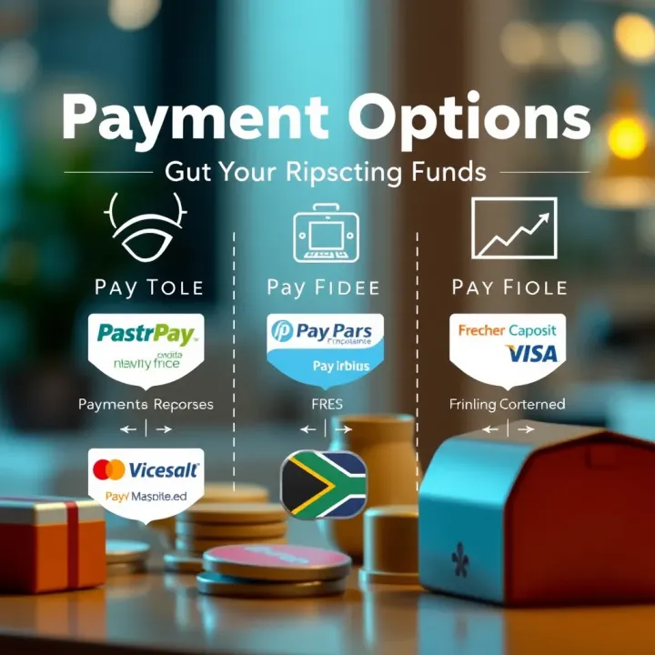 Graphic illustrating various payment methods available for Pepperstone deposits in South Africa