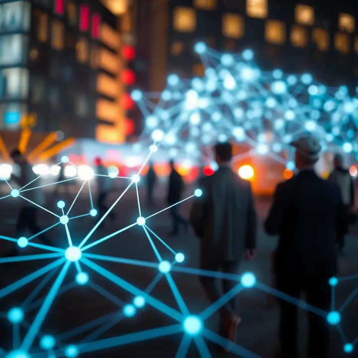 Abstract digital network illustrating the interconnected features of QX technology
