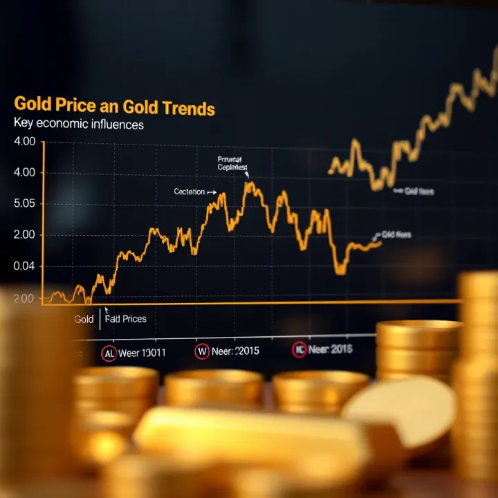 Graph illustrating fluctuations in gold prices over time with key economic events marked