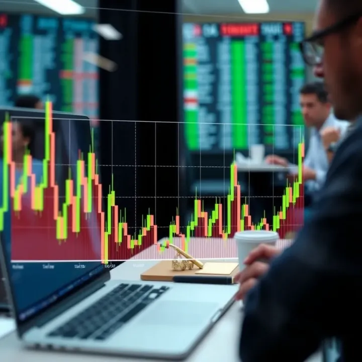 Graph showing trading activity and market fluctuations for retail investors in South Africa