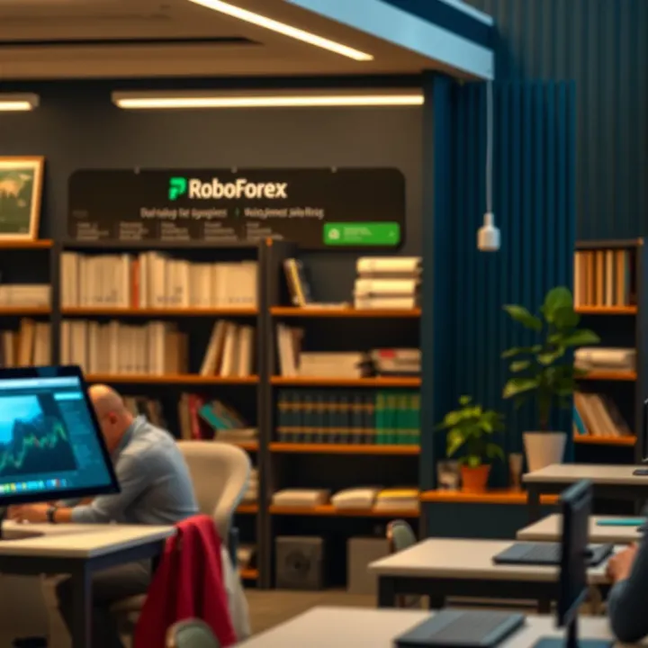 Educational Resources and Support in RoboForex Members Area RoboForex platform highlighting educational resources and customer support options