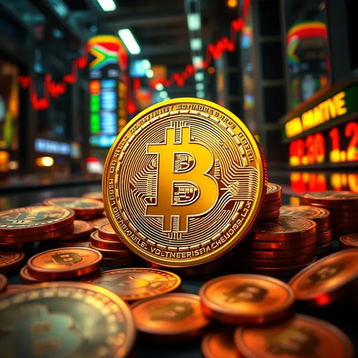 Cryptocurrency Market Influence on South African Economy Conceptual representation of cryptocurrency market impact on South African economy