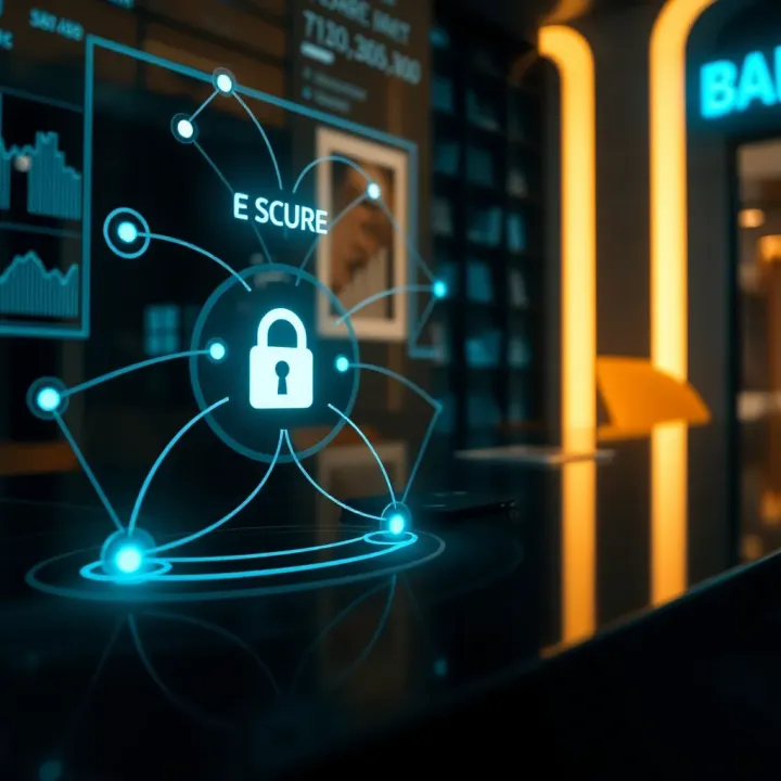 Conceptual graphic illustrating secure financial transactions and brokerage connectivity