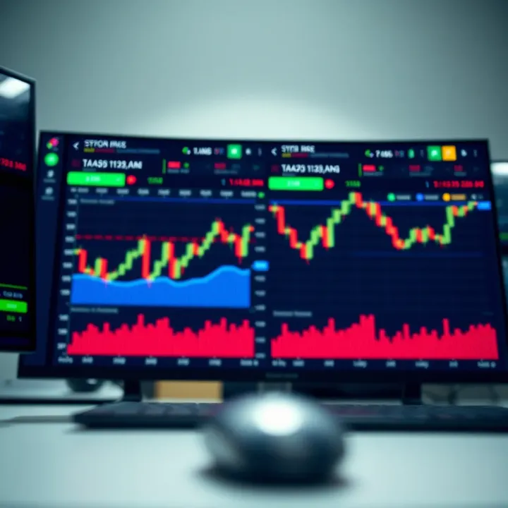 Digital trading platform interface displaying real-time market charts and data