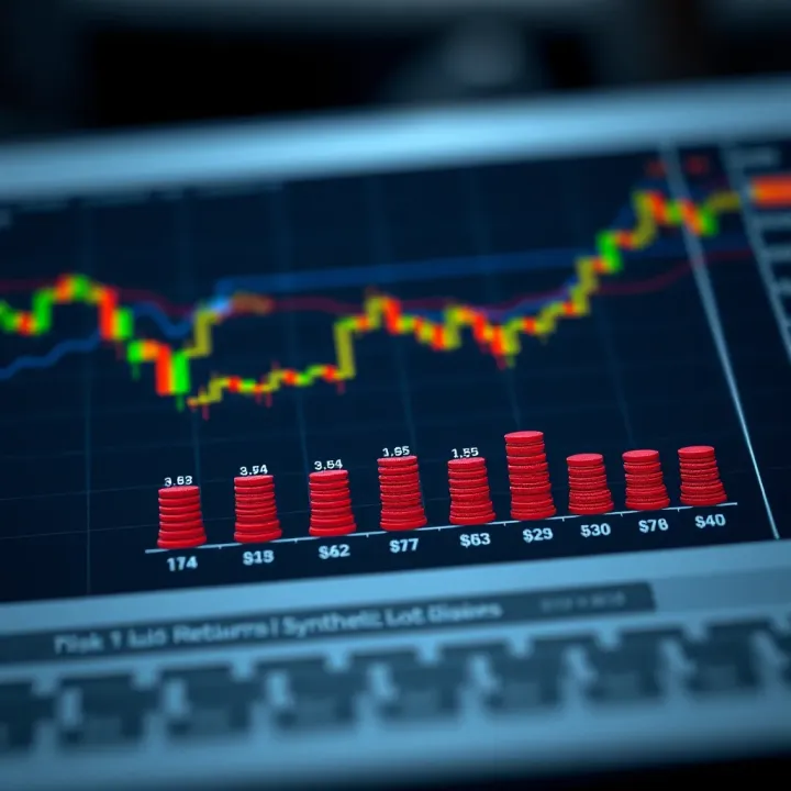 Graph showing various lot sizes and their impact on risk and return in synthetic indices trading
