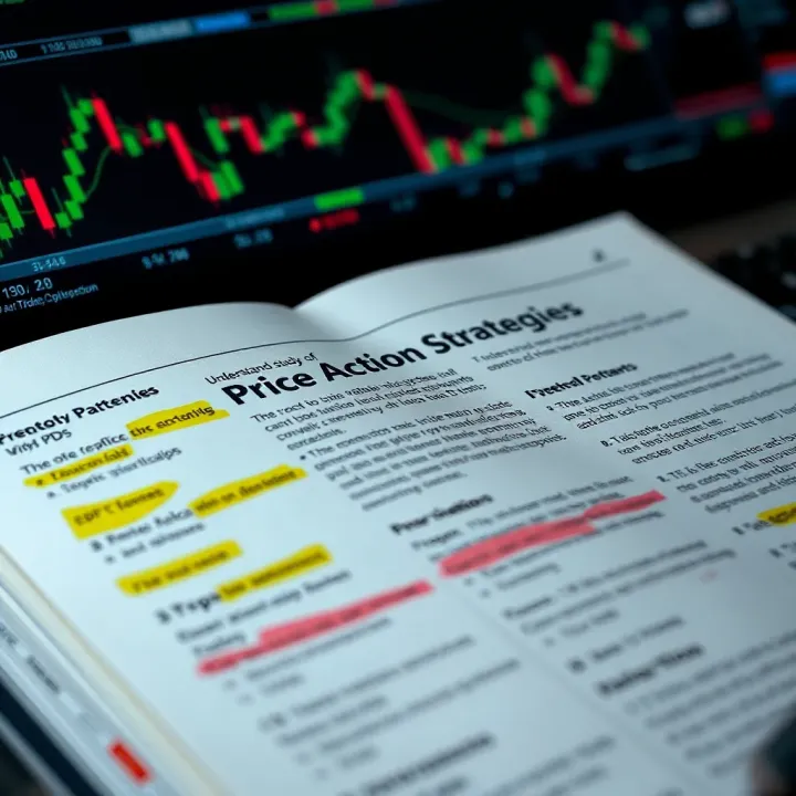 Open PDF document showing highlighted sections and notes on price action trading strategies