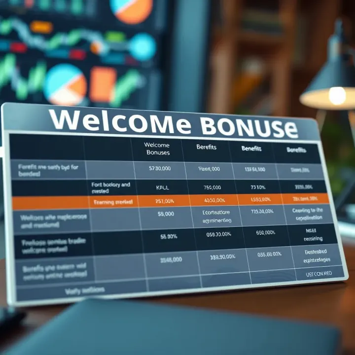 Comparing Types of Welcome Bonuses: Benefits and Risks for Traders Comparison chart showing different types of welcome bonuses and their benefits and risks for traders
